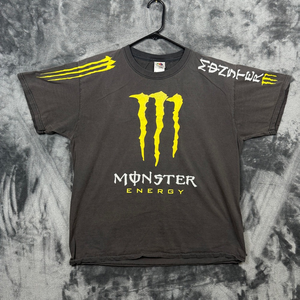 Monster Energy T-Shirt Mens Large Black Good Graphic Unleash the Beast Promo